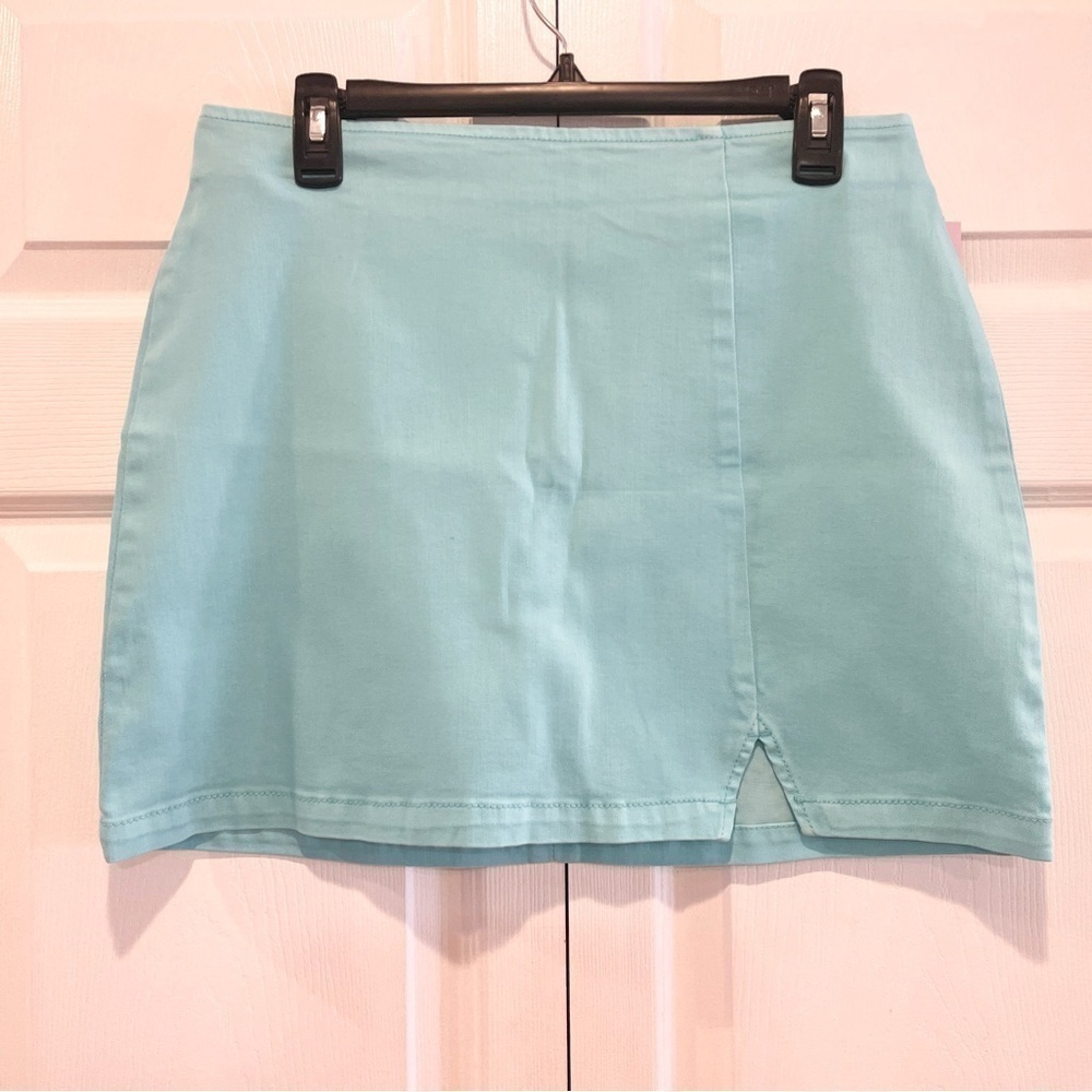 Wild Fable Women Stretchy Glitter Turquoise Colored Mini Skirt Size 12 - Picture 12 of 15